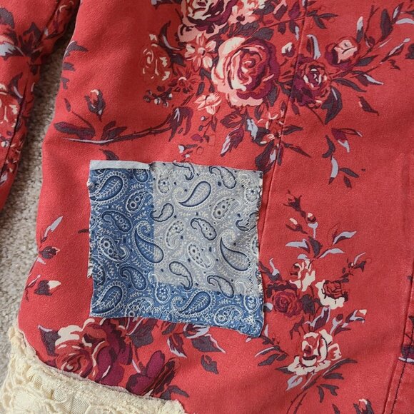 OOAK Magnolia Boho Indie Upcycled Art Jacket Western Country Gypsy Chic Women M - Picture 5 of 16